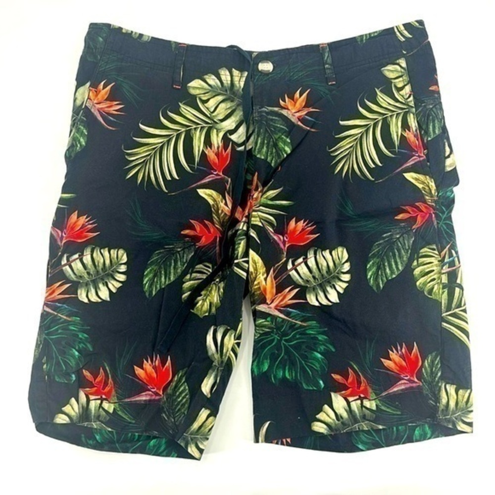 UEC Shore Leave Palm leaf linens Hawaiian swim trunks size 34